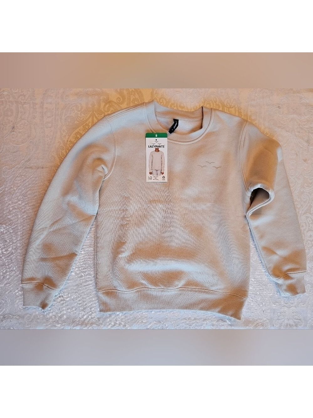 Lazypants Kids Beige Sweatshirt with Embroidered Bird Detail, Size 8, NWT